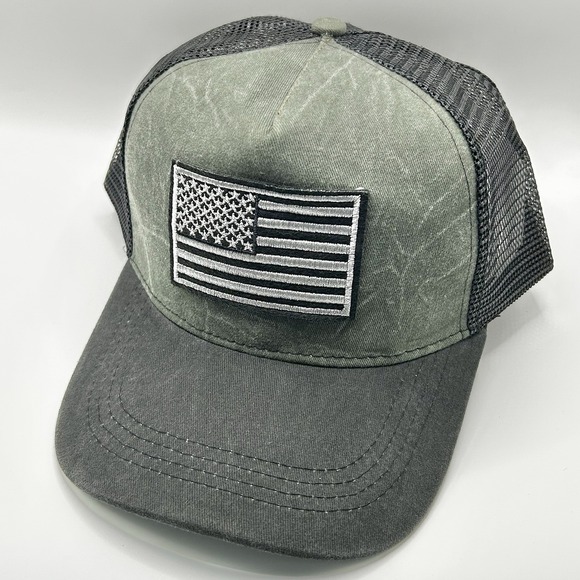 Other - USA Flag United States Patch 2-Tone Trucker Hat Cap Snapback Adjustable Green